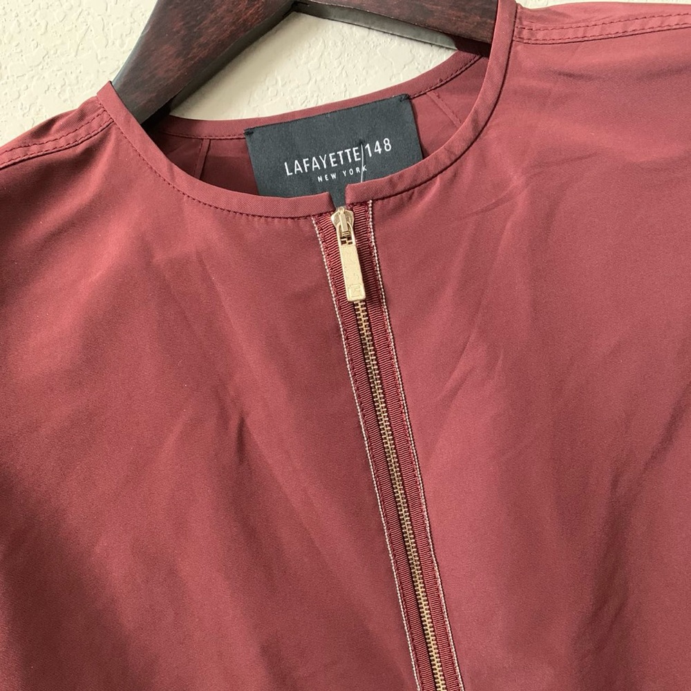 NWT Lafayette 148 New York burgundy light zip jacket size XS - Picture 4 of 5